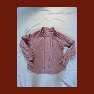 Thrifted beach cover up (pink & white stripes)